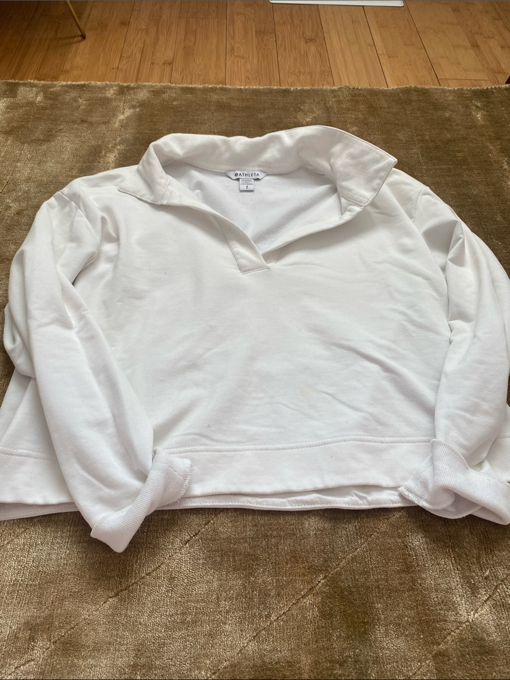 Athleta Cozy White Popover lightweight Sweatshirt